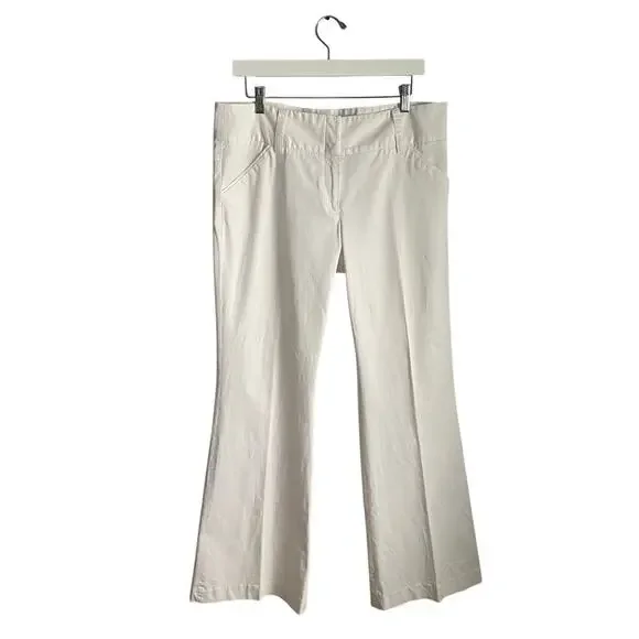 Kenar White Bootcut Low Rise Pants Y2K Dress Pants sz 12 Work Minimalist Neutral - Picture 1 of 6